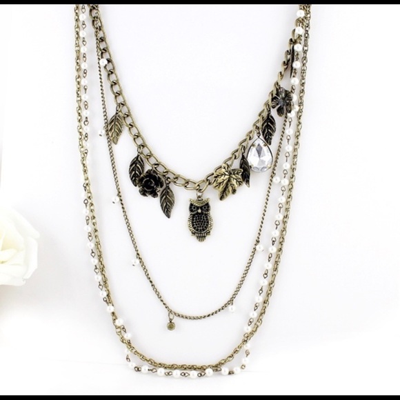 4 layer bohemian statement charm necklace - Picture 3 of 7